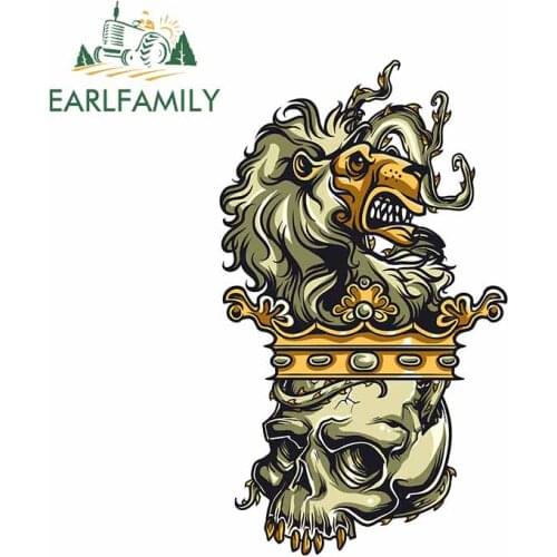 EARLFAMILY 13cm x 7.8cm For Kingdom Lion Skull Vinyl Car Stickers Surfboard Decal Waterproof Suitable for VAN RV Decoration