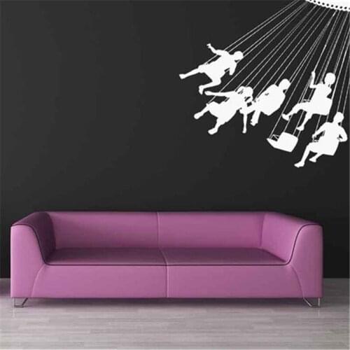 Swing Ride Carnival Ferris Wheel Decor Carnival Ride Art Vinyl Decal Kids Wall Home decoration Kids Room Circus Decor HQ306