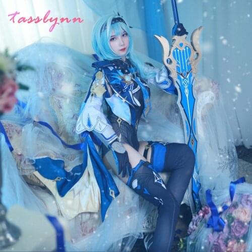 Genshin Impact Eula Cosplay Costume Uniform Cosplay Costume Women Halloween Party Outfit Game Suit Lovely Jumpsuits