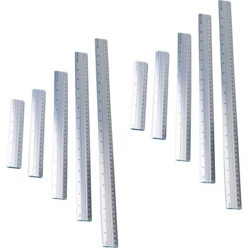 10pc/2set Portable Straight Ruler Multi-Color Aluminum Ruler Durable Metal Ruler Practical Stationery Set For Home School Office