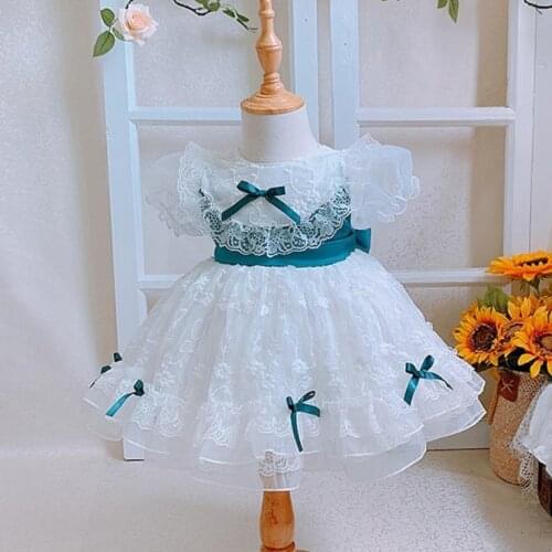 Miayii Baby Summer Spanish Vintage Turkey Lolita Ball Gown Lace Mesh Stitching Short Sleeve Princess Dresses For Girl A377