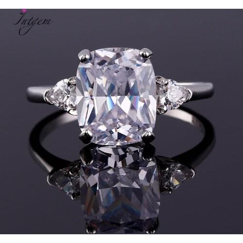 Fashion Classic Elegant White Zircon Rectangle Ring 925 Silver Jewelry Wedding Band Bridal Ring For Women Ladies Daily Life Gift