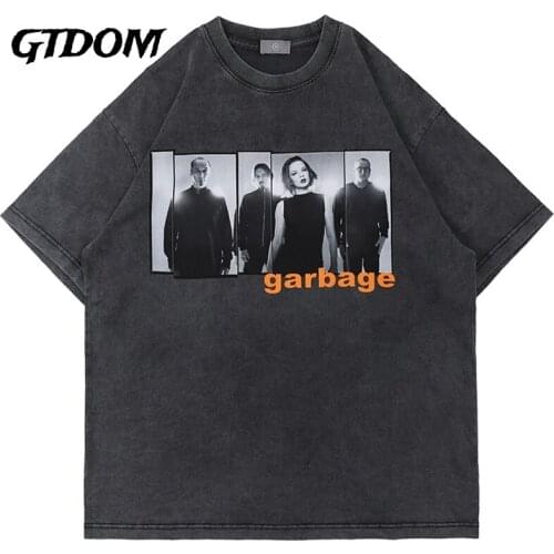 GTDOM Men Fashion Cards Figure Print Wash Worn Out Short Sleeve T-Shirt 2021 Summer New Oversize Casual Short Sleeve T-Shirt
