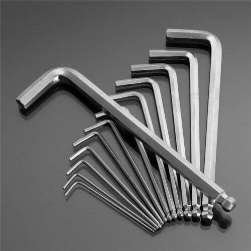 13pcs/set High Toughness Matterial Chrome Ball End Hex Allen Key Wrench Spanner Set 0.05 Inch to 3/8 Inch for Hand Tool Set