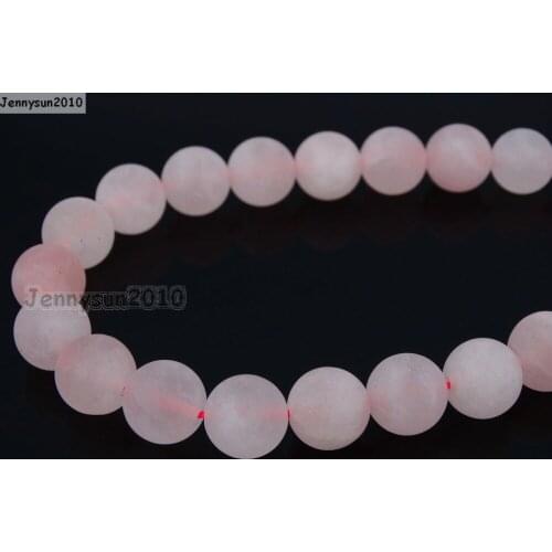 Natural Matte Rose Quart-z 12mm Frosted Gems stones Round Ball Loose Spacer Beads 15'' 5 Strands/ Pack