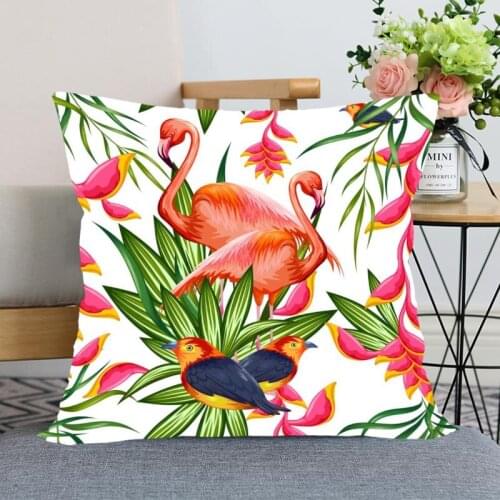 New Arrival Flamingo Animal Pillowcase Wedding Decorative Pillow Cover Custom Printed Soft Satin Fabric Pillow Cases Not Fade