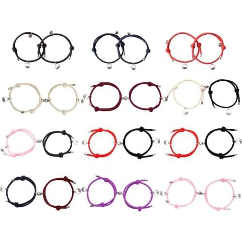 One Pair Lovers Matching Bracelet Braided Magnetic Distance Bracelet for Women and Men, Size is suitable for most people