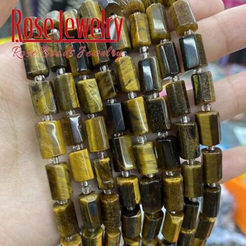 Wholesale Natural Tiger eye Stone Beads Faceted Cylinder Loose Beads For Jewelry Making DIY Bracelet Accessories 8X11mm 15
