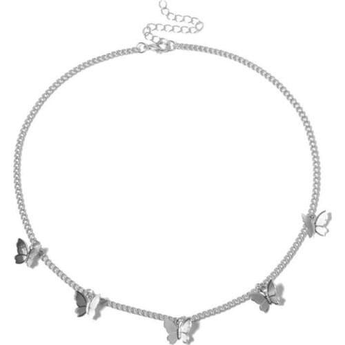 Choker Butterfly Necklace Women Chain Necklaces Bridal Pendant Girl Jewelry Gold Color Trendy European Zinc alloy metal Collares