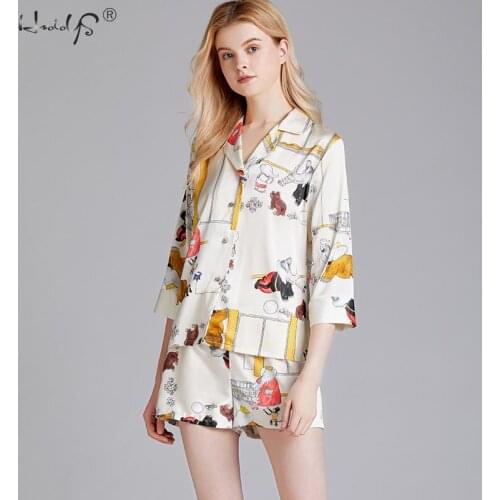 Sleepwear Sets For Women Cartoon Animal Print Pajamas Short Home Wear Hot Sale Femme Underwear Pijamas