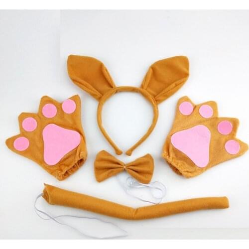 Animal Kangaroo EAR Headband Tie Tail Cosplay Costumes for Women Kids Carnival Baby Shower Birthday Party Halloween Christmas
