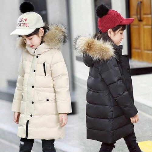 Hooded Real Fur Long Coat For Boys 2-12 Years teenage Kids Outerwear 30 Degrees 2020 Russia Winter Down Jacket For Girls