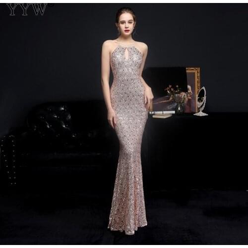Sexy Women Long Sequin Evening Dress Vintage Sleeveless Evening Party Dresseses Female Clubwear Bodycon Floor Length Vestidos