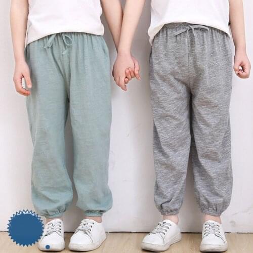 Boys pants kids summer clothes children pants for Baby Boy trousers 100~150 solid Girls Pants air conditioner dance