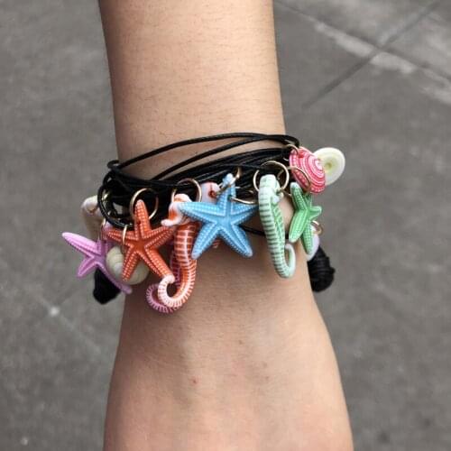Resin Hippocampus japonicus bracelet homme wax cord bracelet pierre naturelle ocean fans sea animals charm bracelets for women