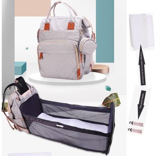 Newest Baby Diaper Bag Backpack Mother Maternity Organizer Outing Folding Crib Bed Insulation Bags Portable Baby Bags With Hooks