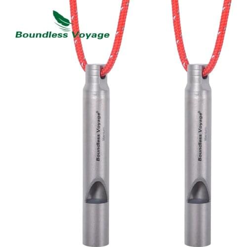 Boundless Voyage Titanium Whistle Outdoor Camping Hiking Hunting Emergency Survival Loud Whistle Coaches with Lanyard Ti9010O