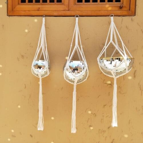 Macrame Rope Hanging Disco Ball Planter With Plant Pot Hanger For Indoor Or Outdoor Plants Includes Soft Cotton Rope Hanger