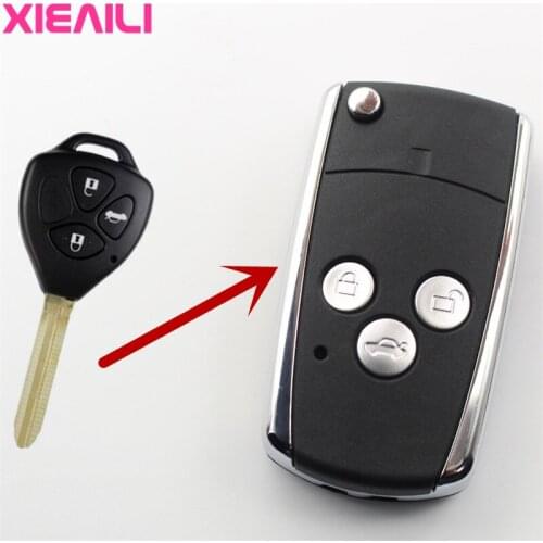 XIEAILI 10Pcs OEM 3Button Modified Flip Folding Remote Key Case Shell For Toyota Prado/Mark/Corolla/Camry/Reiz Key Fob Case S451