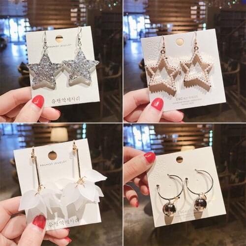FACEINS Fashion Long Tassel Earrings For Women Statement Earring Asymmetry Star Ring Earrings Female Cute Ear Rings Jewerly