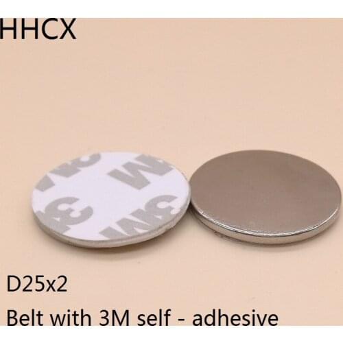 10pcs/lot Disk magnet 25x2 N38 Strong Disc NdFeB Magnet 25*2 Belt with 3M self - adhesive Neodymium Magnets for speaker