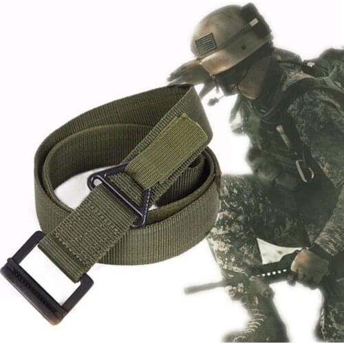 125cm Outdoor Nylon Combat Duty Rescue Rigger Tactical Belt Accessories Hunting Waist Support Belt Black