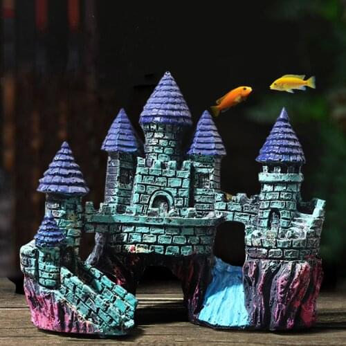 Aquarium European castle Decoration Resin architecture decor for aquarium Rocks Cave shrimp fish tank Landscaping accessories