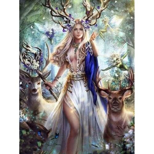 ARMYQZ 5D DIY Diamond Painting "Forest Queen & Elf" Diamond Embroidery Cross Stitch Rhinestone Decoration