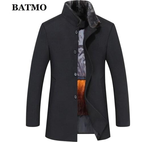 BATMO 2019 new arrival winter high quality wool&fake fur liner trench coat men,thicked wool jackets,plus-size M-4XL 867