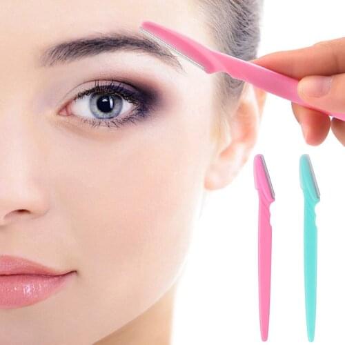 Unisex Stainless Steel Eyebrow Razor Facial Hair Remover Shaper Trimmer with Precision Cover Shaver Makeup Grooming Kit