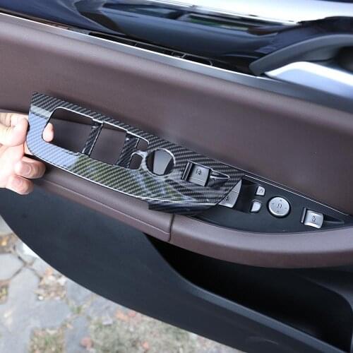 4pcs Carbon Fiber Style ABS Plastic Window Lift Decoration Frame Cover Trim for BMW X3 G01 2018 2019 LHD Vehicles Accessories