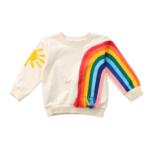 Baby Girl Kid Rainbow T-Shirt Tops Clothes Long Sleeve Sweater Sweatshirt T-Shirts