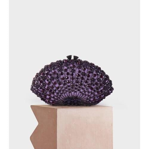 Purple Diamond Elegant Clutch Minaudiere Bags Women Crystal Evening Bag Purses And Handbags Wedding Party Dinner Bolso Mujer