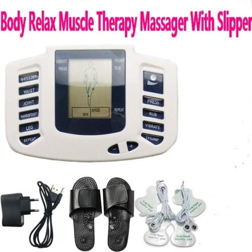 Freeshipping Electrical Stimulator Full Body Relax Muscle Therapy Massager,Pulse tens Acupuncture with therapy slipper+ 4 pads