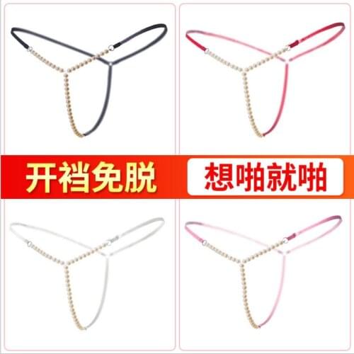 Hot Sale Pearl Panties for Women Open Crotch Femme Thong G-strings Bdsm Bondage Briefs Underwear Sexy Lingerie Jewel S1001