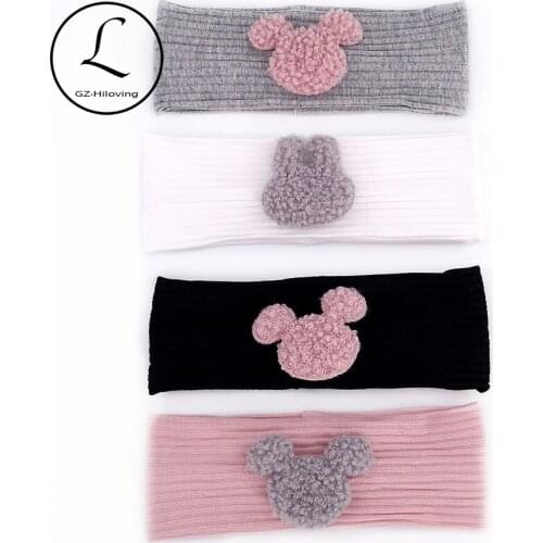 Gzhilovingl Newborn Baby Boy Girls Ribbed Cotton Headbands Toddler Child Kids Animal Patch Turban Headwear Hair Band Accessories