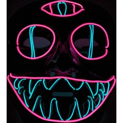 Halloween Three Eye Monster LED Mask Glowing Grinning Face Mask For Cosplay Party