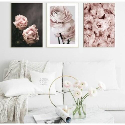 Canvas Painting Pink Flower Poster Nordic Style Pictures Hd Prints Home Wall Art Modular Minimalist For Kids Room Decoration