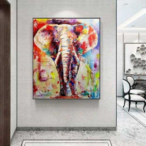 Colorful Elephant Abstract Art Canvas Art Painting Posters and Prints Cuadros Wall Art Picture for Living Room Home Decor