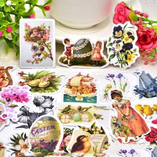 30pcs cute kawaii handmade Flowers and birds stickers waterproof /decorative /DIY craft photo albums office and school supplies