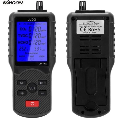 KKMOON 8 in 1 Multifunctional CO2 TVOC Meter Air Quality Monitor Gas Detector Analyzer Temperature Humidity Measuring Device