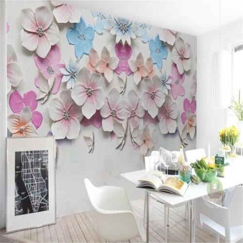 Milofi wall custom 3D wallpaper mural new Chinese simple peach blossom three-dimensional relief home background wall