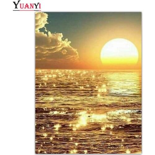 Full Square Diamond Embroidery Full Round Mosaic Diamond Painting Landscape Sea sunset Nature Scenery Home Decor