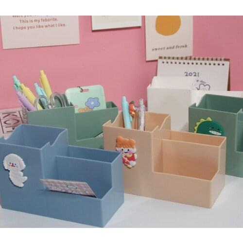 Practical Stationery Organizer Holder 3 Separate Compartments for Colored Pencil Makeup Tools Remote Control Home Office