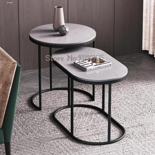 Rock Sofa Corner Light Luxury Modern Living Room Mini Side Cabinet Small Size Round Table Small Family Coffee Table