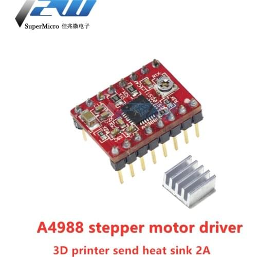 1pcs A4988 StepStick Stepper Driver + Heat sink For Reprap 3D Printer Parts Red Stepper Motor Driver With Heatsink Accessorie