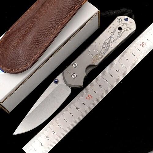JUFULE Customized Large Sebenza 21 folding S35vn TC4 Titanium Utility fruit paring camping survive hunt EDC tool kitchen knife