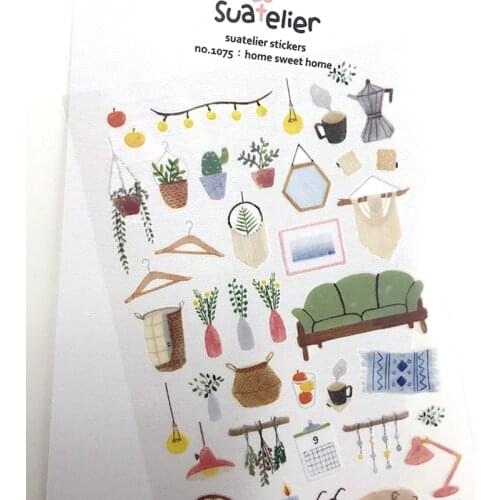 Sonia Sweet Home Sticker PVC Material Scrapbooking Die Cuttings Plant Sofa Light Chair Home Things Diary Planner Decoration