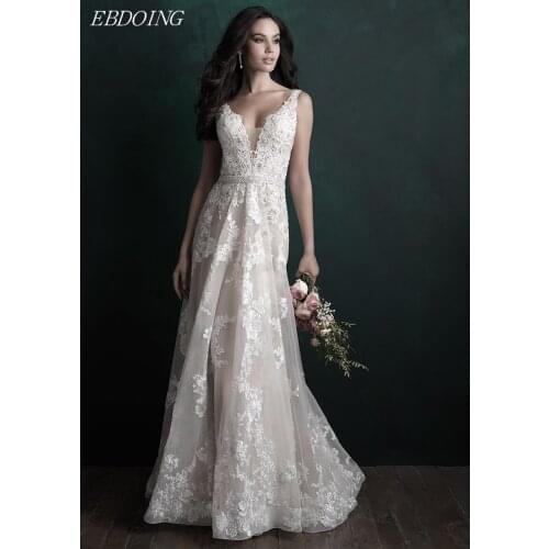 Vestidos de Novia Elegant Wedding Dress Lace For Women A-line V-Neck Neckline Sexy Backless Plus Sizes For Bride Wedding Gown