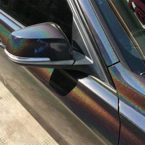 1.49x0.3m/58.6"x12"Black Laser Chrome Holographic Vinyl For Car Wrapping Sticker Chameleon Vehicle Wrap Film